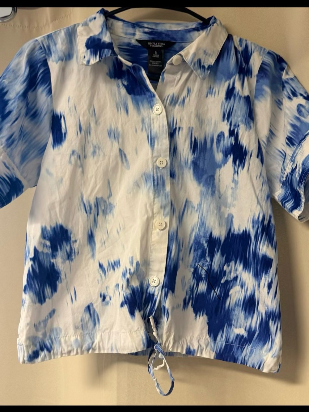 Simply Vera Vera Wang Blue & White Tie-Dye Button-Front Shirt